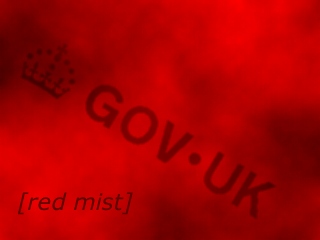 [GOV.UK logo seen through red mist]
