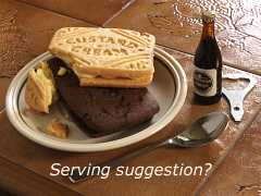 [giant biscuits and tiny bottle]
