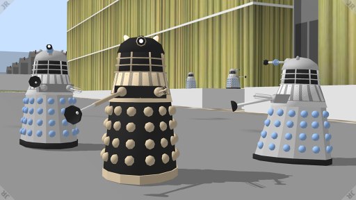 [Daleks and data centre modelled in trueSpace3]